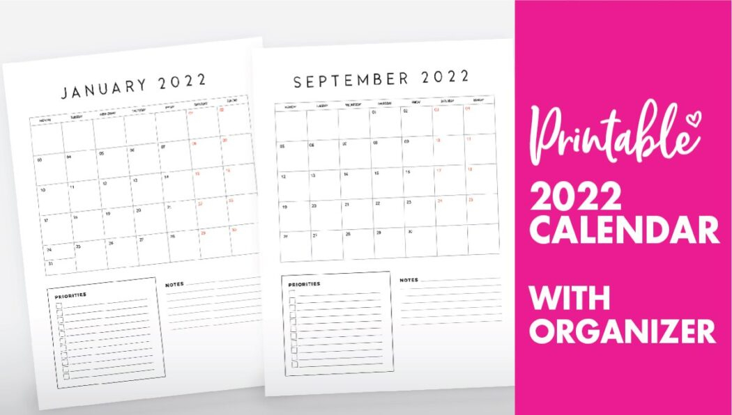 Printable Family Organiser Calendar 2022 - 2023 Printable