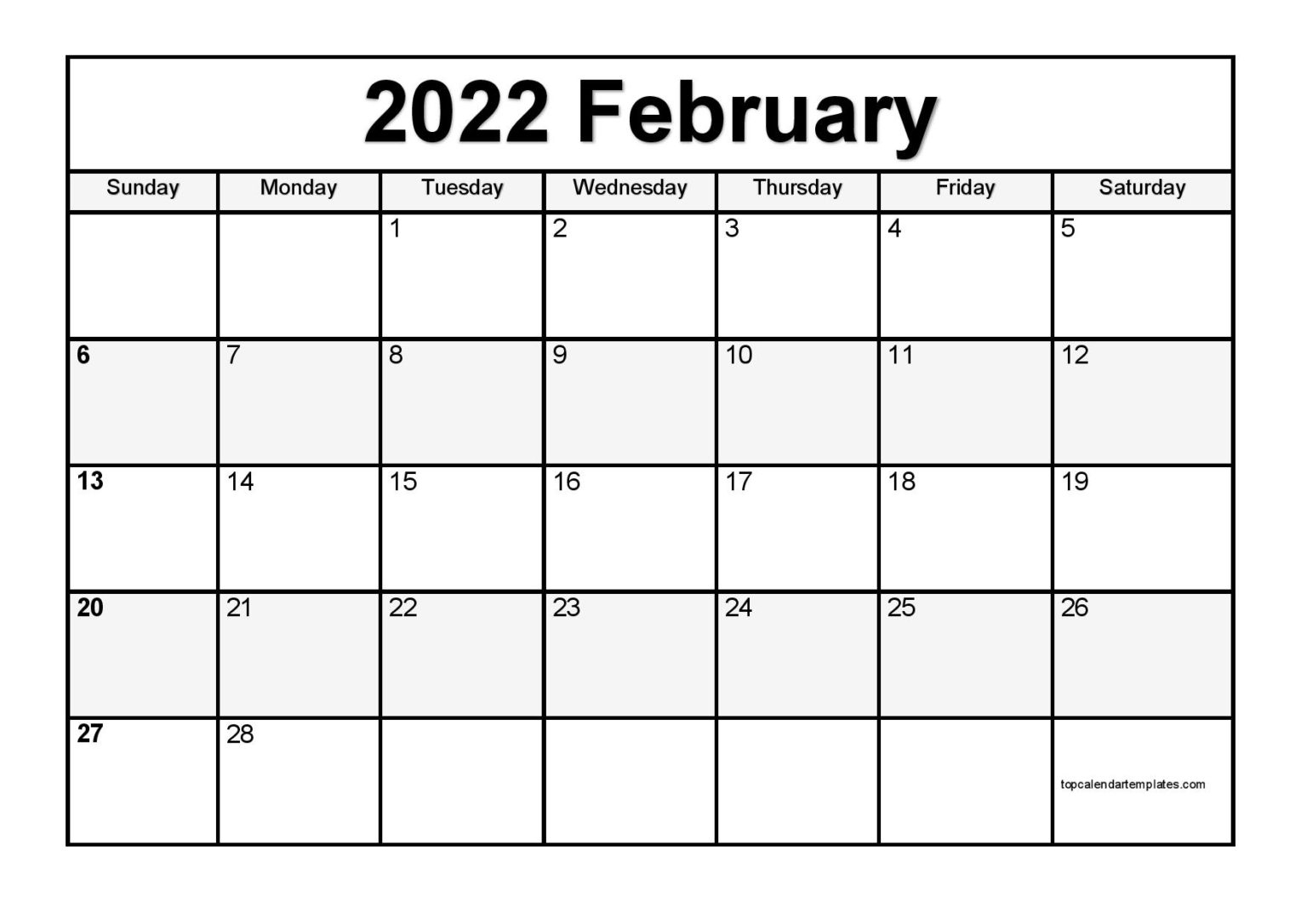 Printable February 2022 Calendar Template (Pdf, Word, Excel)