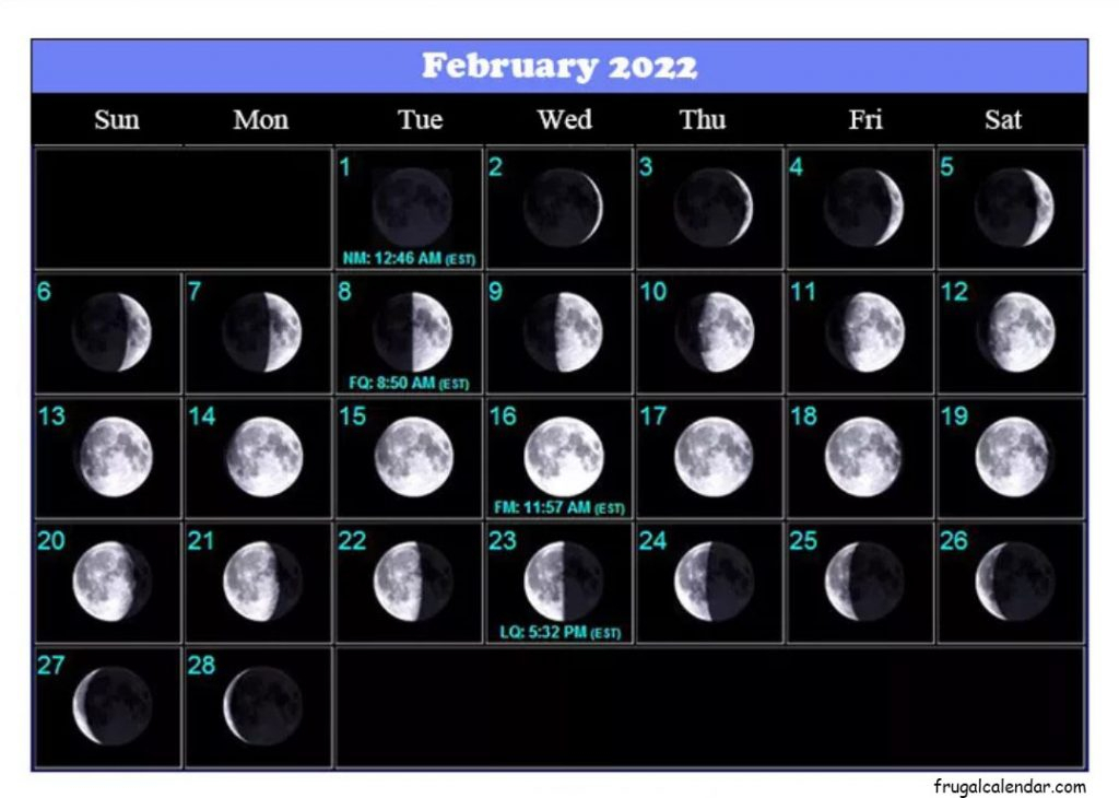 Printable Full Moon Calendar 2022 | Frugal Calendar