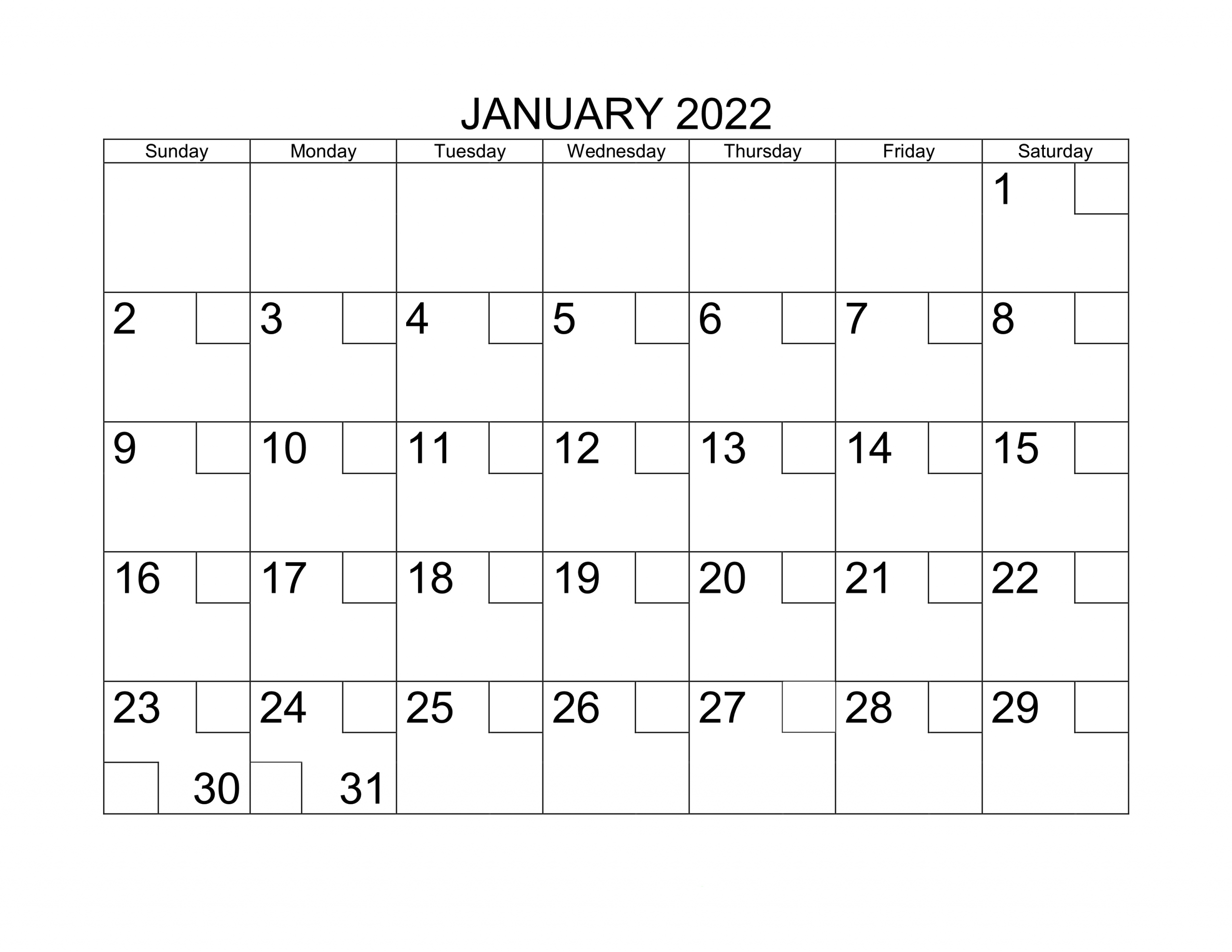 Printable January 2022 Calendar All Formates - Free Us Calendar