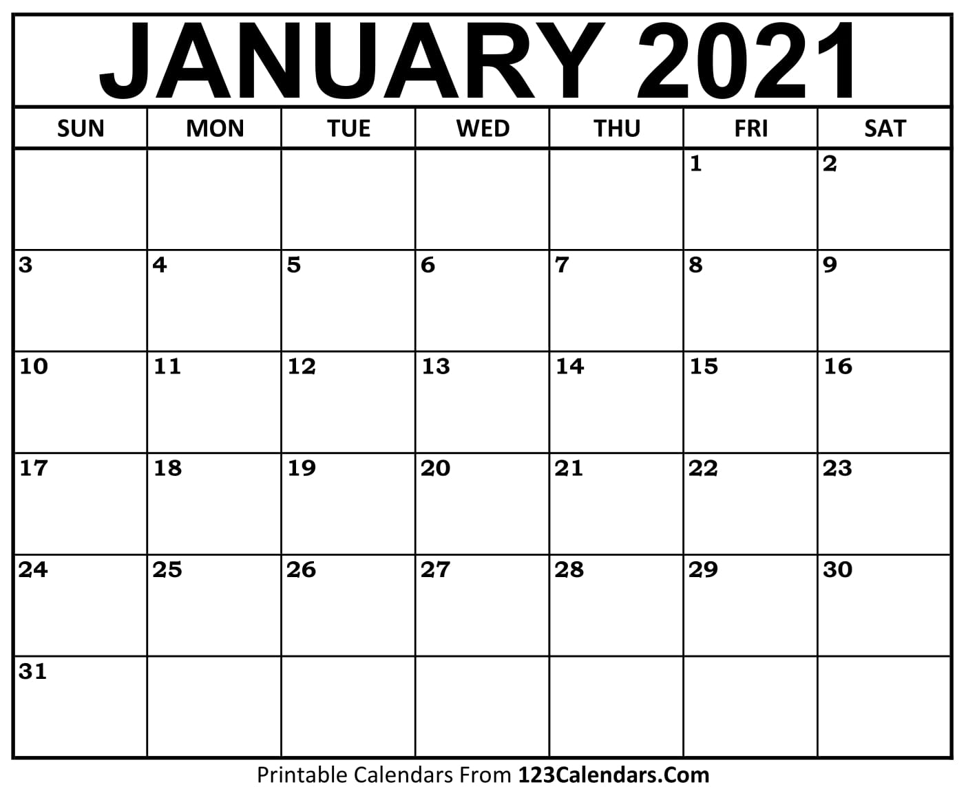 Printable January 2022 Calendar Templates - 123Calendars