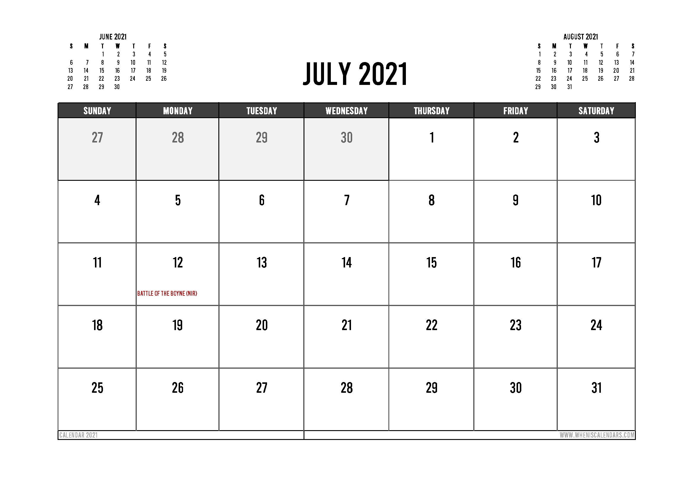 Printable July 2021 Calendar Uk - Free Printable 2020