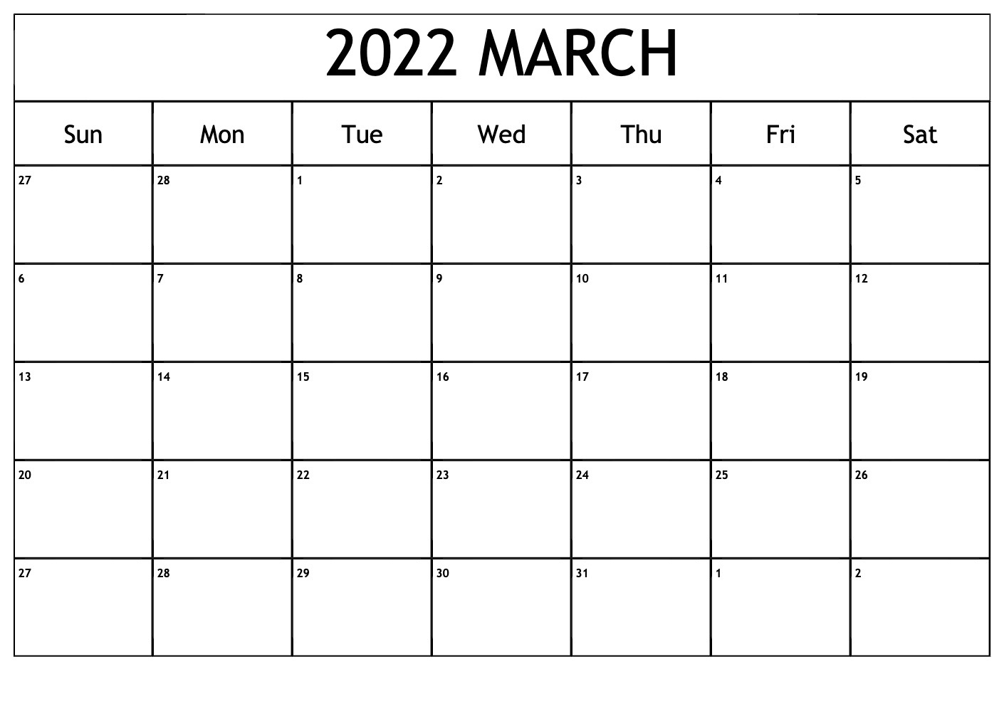 Printable March 2022 Calendar - Printable Calendar Station