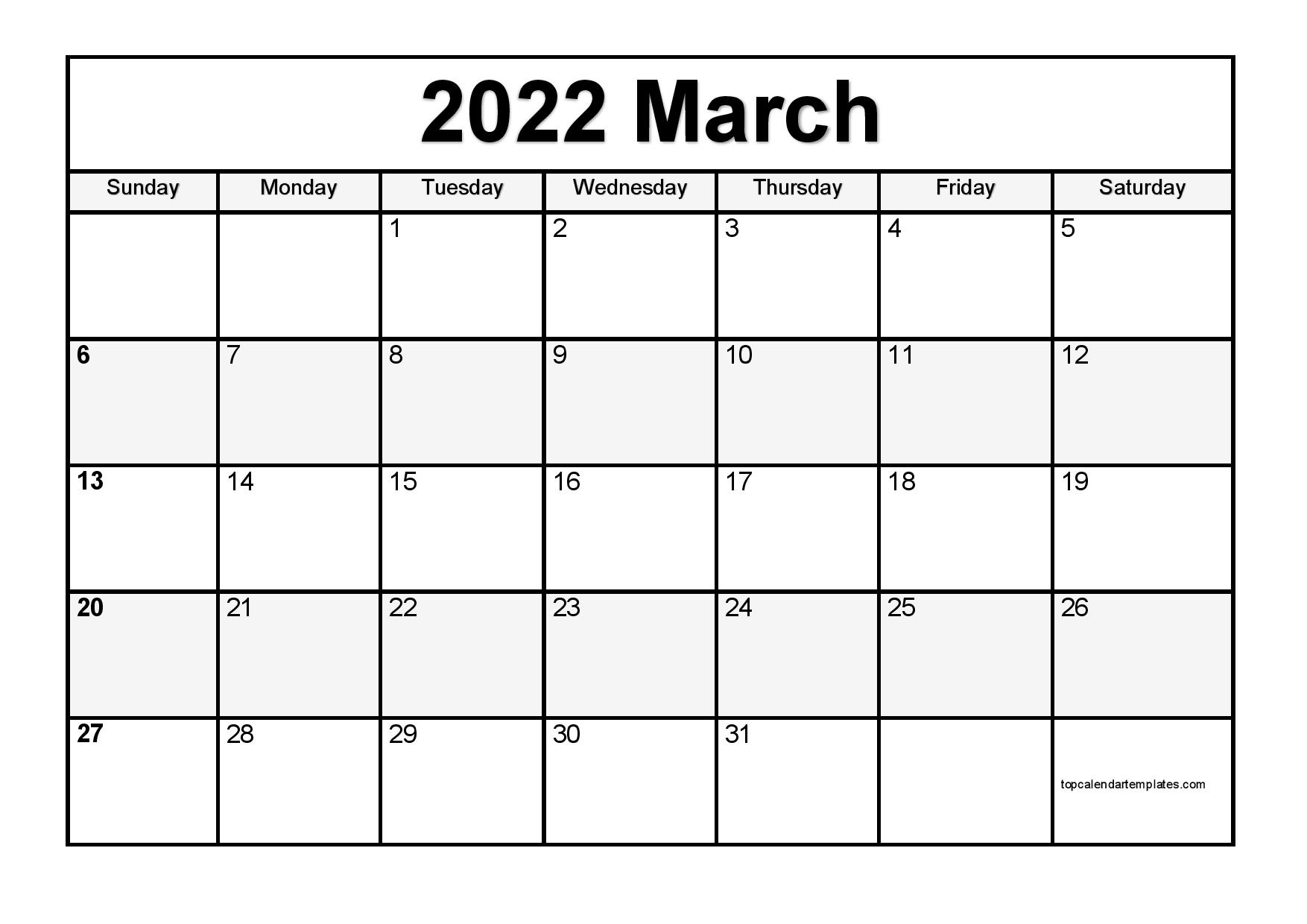 Download Excel Calendar Template 2022