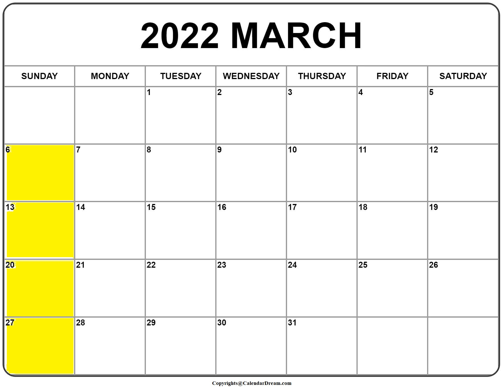 Printable March 2022 Calendar With Holidays In Pdf Word