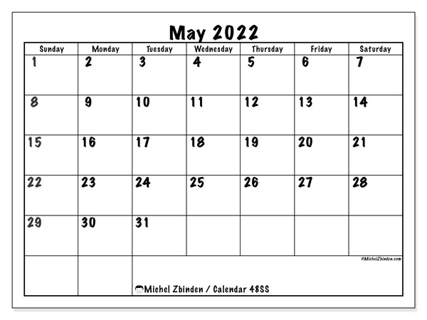 Printable May 2022 &quot;48Ss&quot; Calendar - Michel Zbinden En