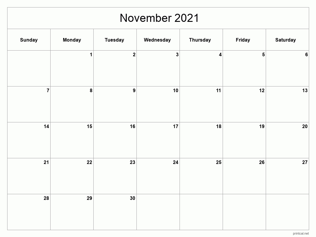Printable November 2021 Calendar | Free Printable Calendars