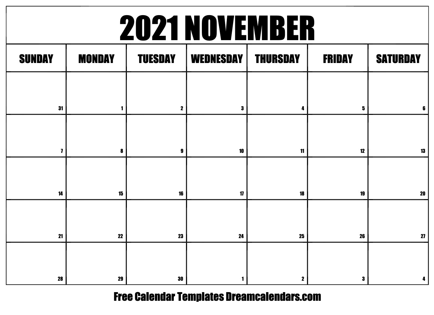 Printable November 2021 Calendar