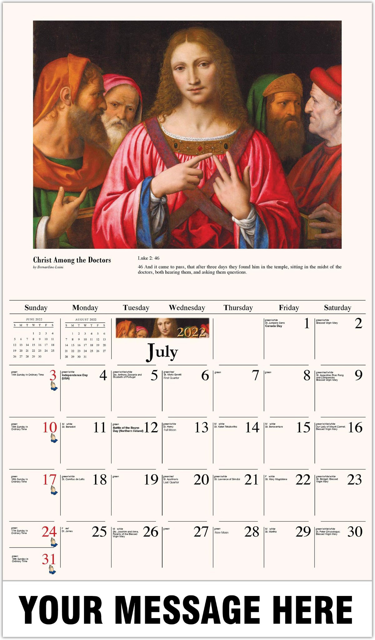 Religious Calendar Of 2022 - Calendar Belgium