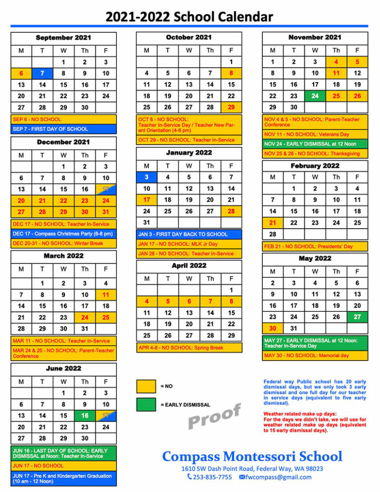 School Calendar Archives | Compass Montessori School Of
