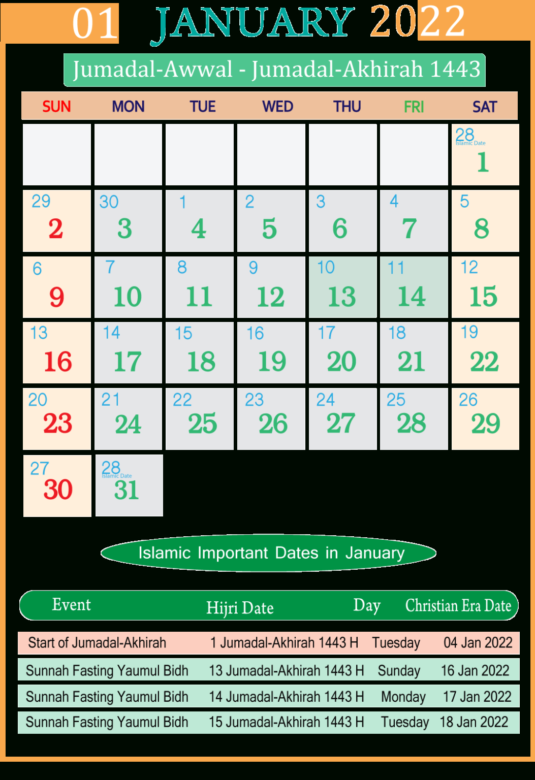 Seg Islamic Calendar 2022 Pdf