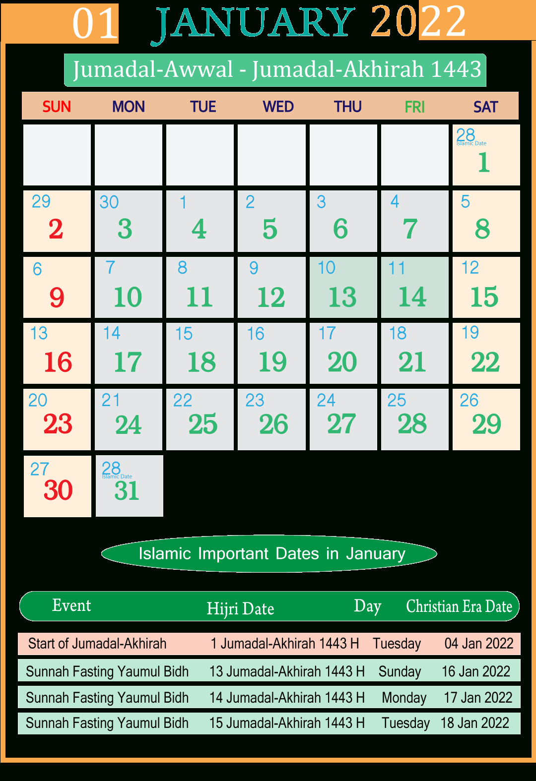 Seg Islamic Calendar 2022 Pdf