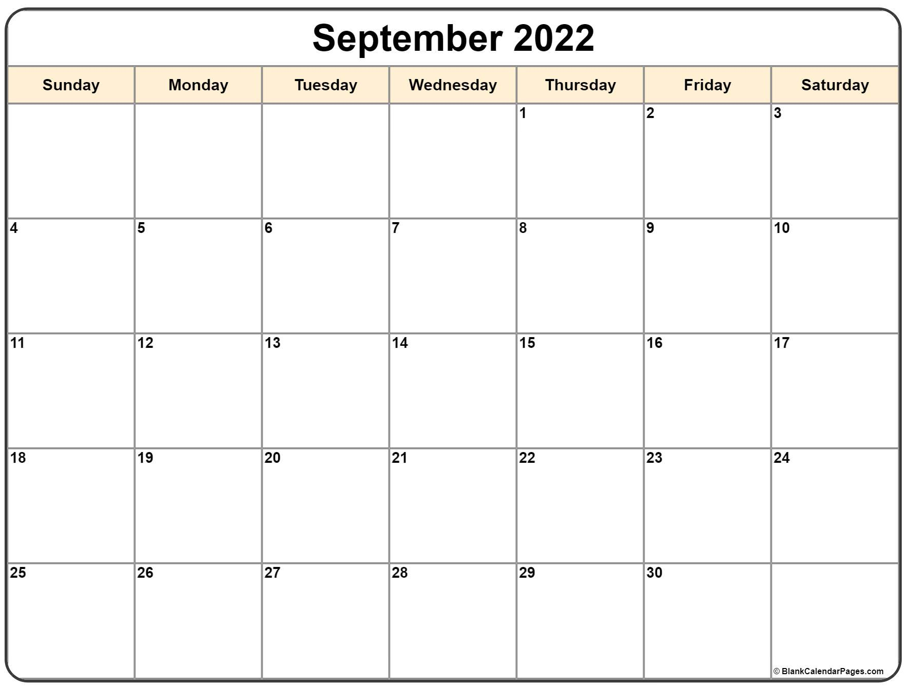 September 2022 Calendar | Free Printable Monthly Calendars