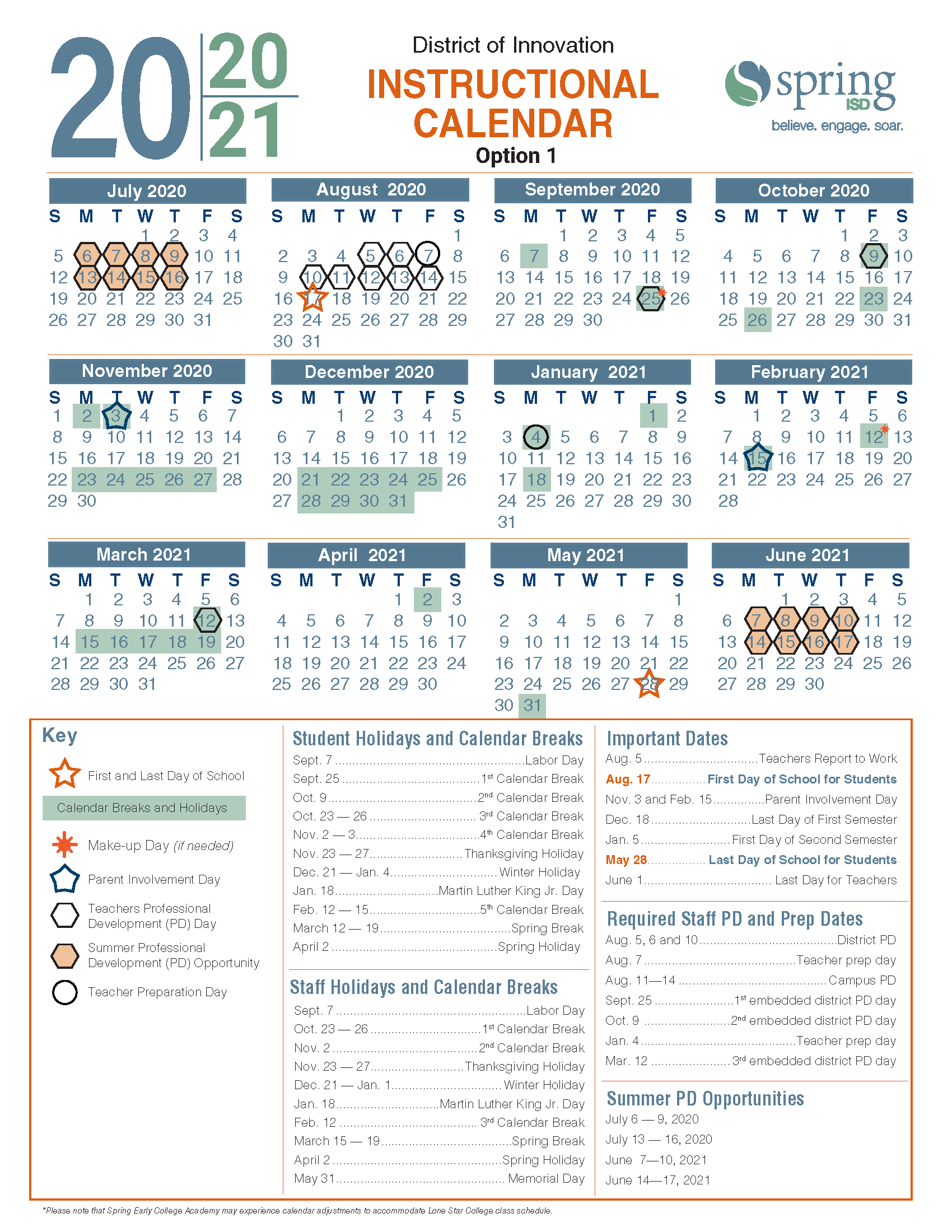 Spring Isd Calendar 2021 2022 | Printable March