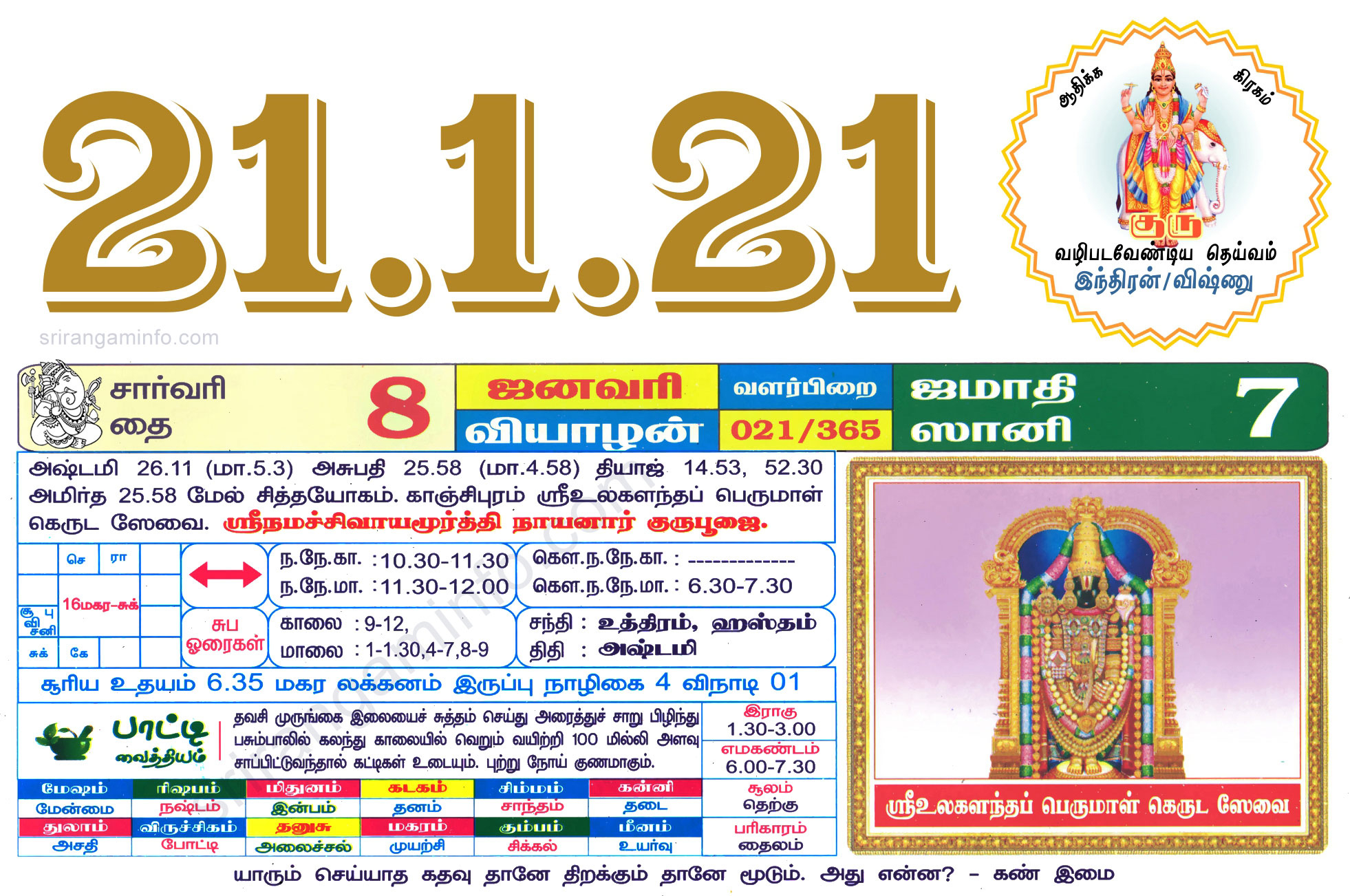 Tamil Daily Calendar 2022 - July Calendar 2022