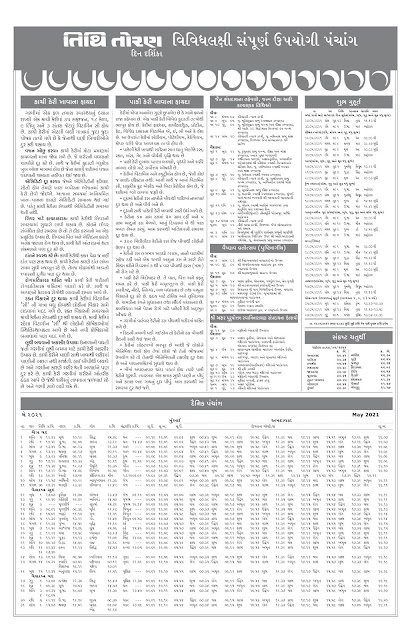 Tithi Toran Gujarati Calendar 2021: તિથિ તોરણ ગુજરાતી