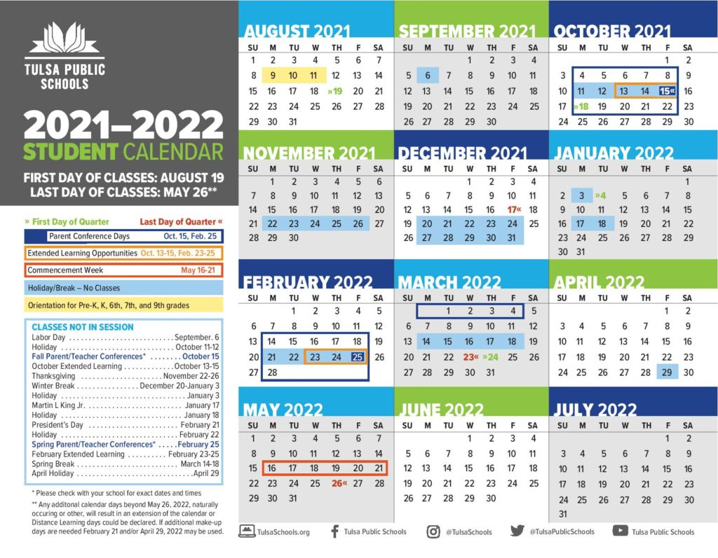 Tulsa County 2022 Calendar - Holiday Calendar 2022