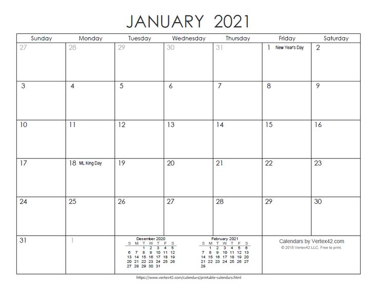 Vertex42 2022 - Free Printable Calendars And Planners 2021