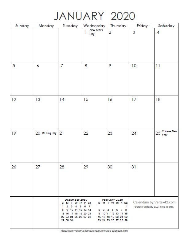 Vertex42 2022 : Printable Calendar Year 2022 - Editable