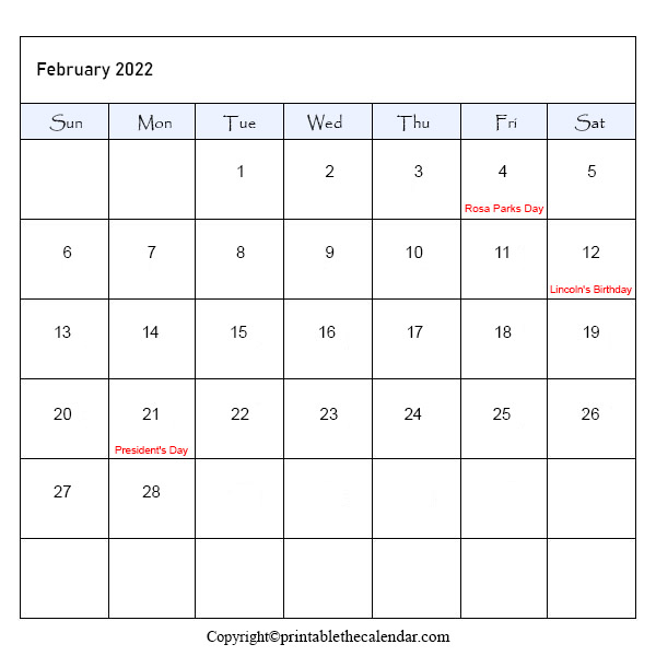 View February 2022 Calendar Year Holidays Pictures