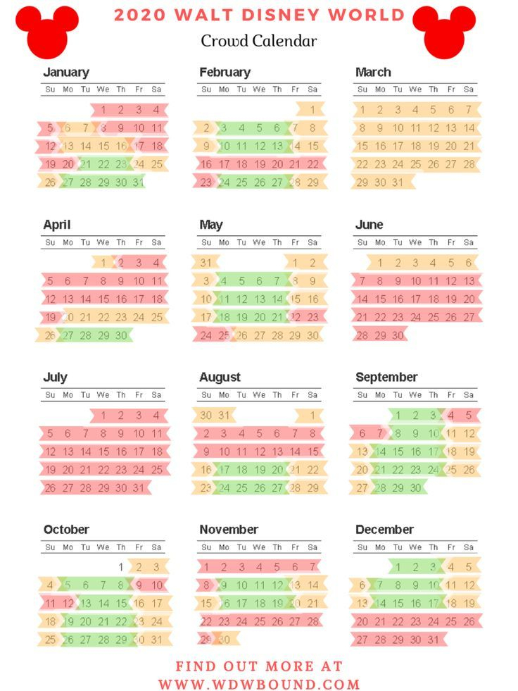 Walt Disney World Crowd Calendar 2022 Editable