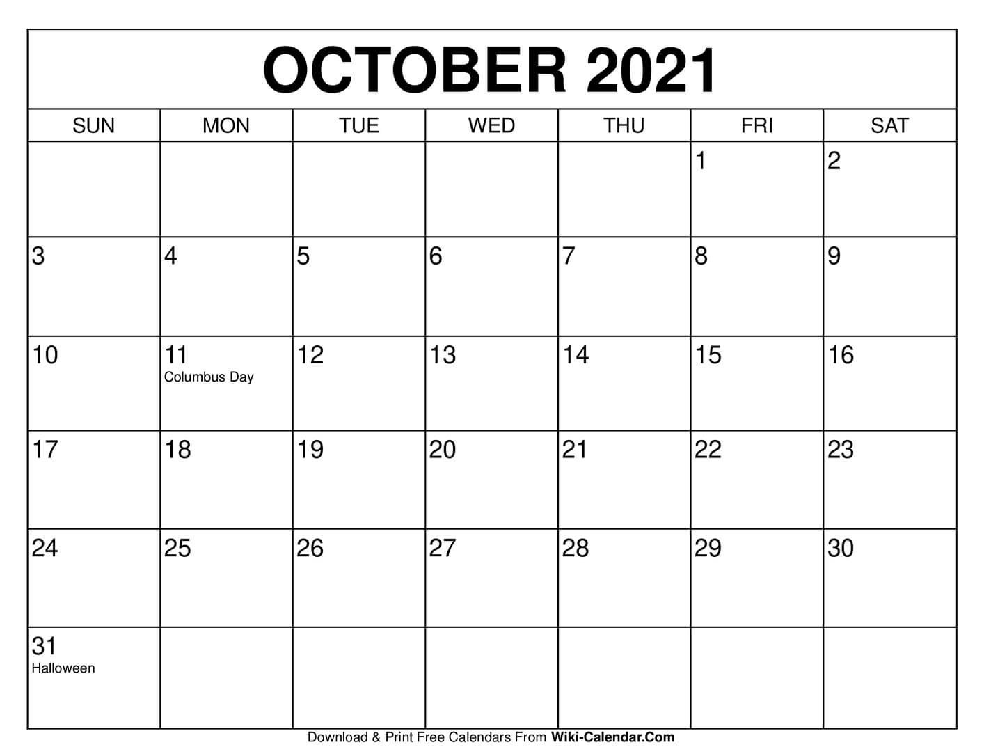 Wiki Calendar October 2021 | Calendar 2021