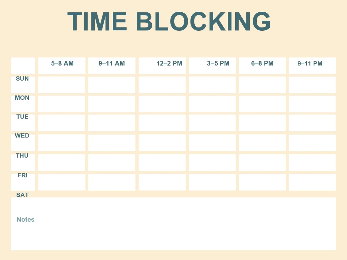 printable calendar with large blocks time blocking