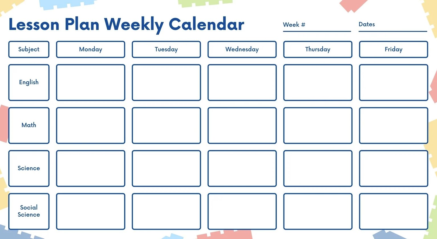 printable calendar with large blocks weekly calendar plan