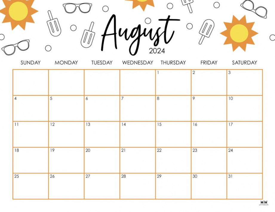 August  Calendars -  FREE Printables  Printabulls