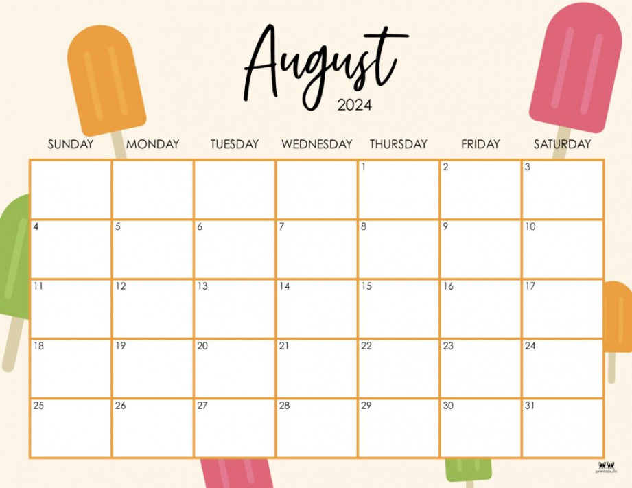 August  Calendars -  FREE Printables  Printabulls