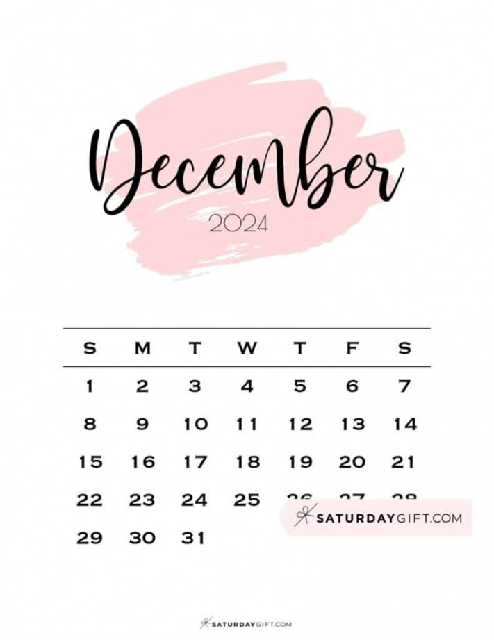 December  Calendar -  Cute & FREE Printables  SaturdayGift