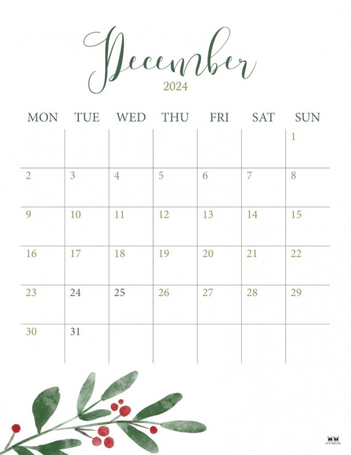 December  Calendars -  FREE Printables  Printabulls