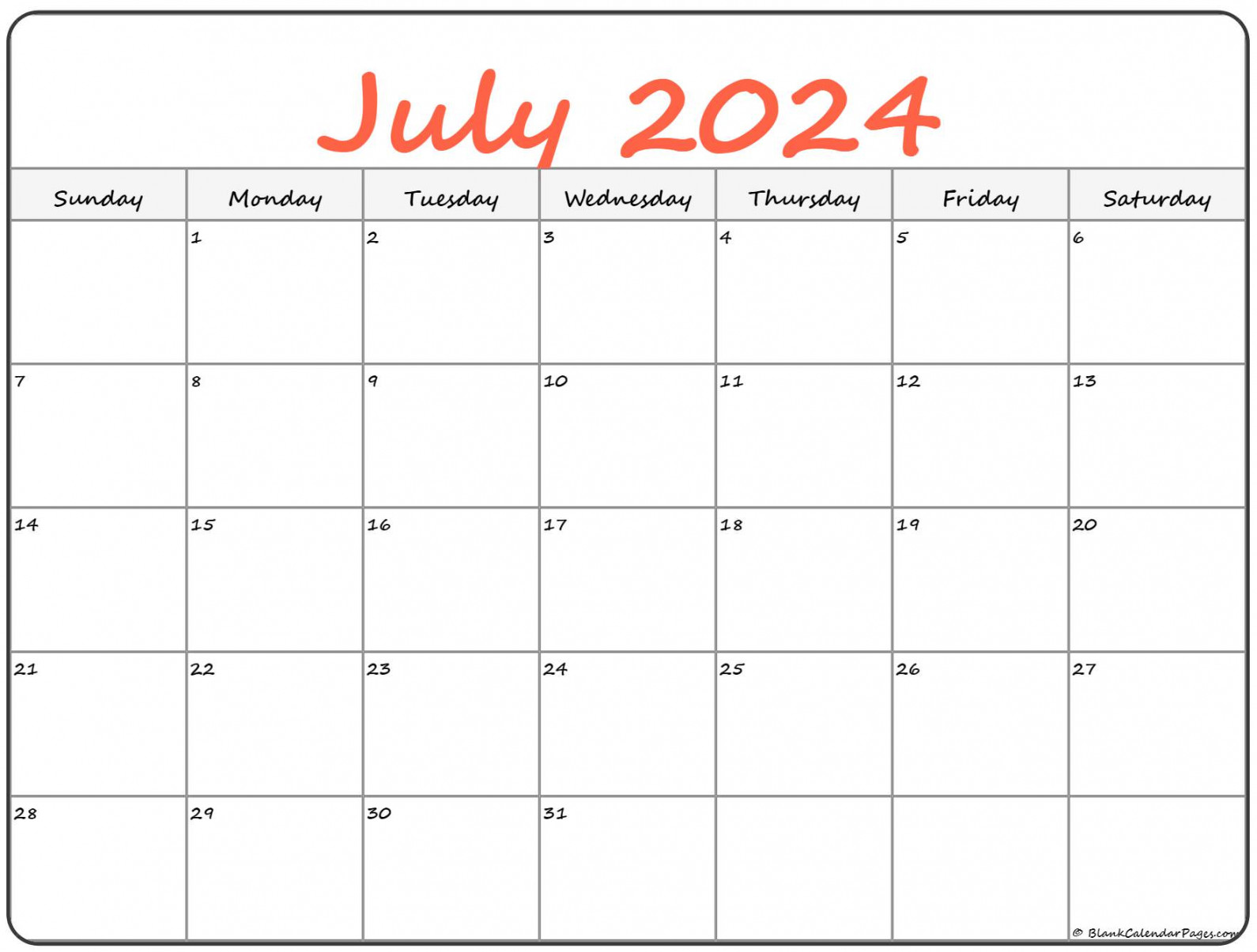 July  calendar  free printable calendar