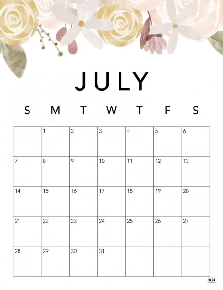 July  Calendars -  FREE Printables  Printabulls