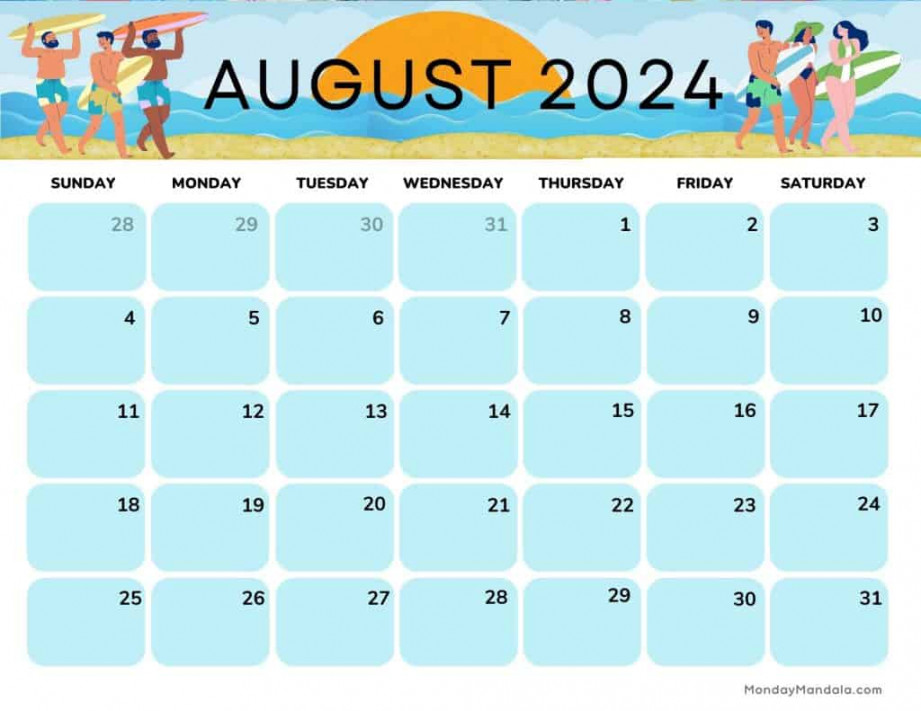 August  Calendars ( Free PDF Printables)