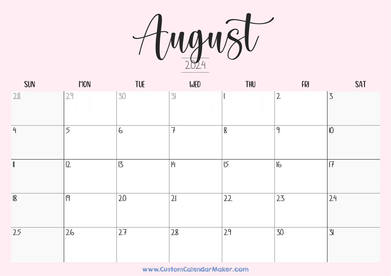 August  Printable Calendar ( Free Templates + PDF)