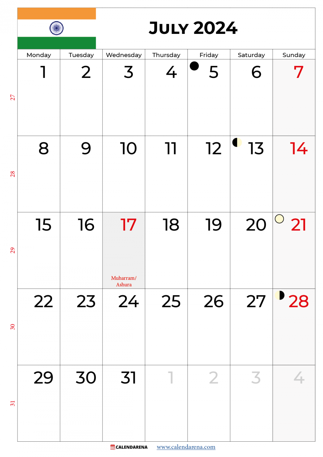 calendar  july india in   Calendar march, Free printable