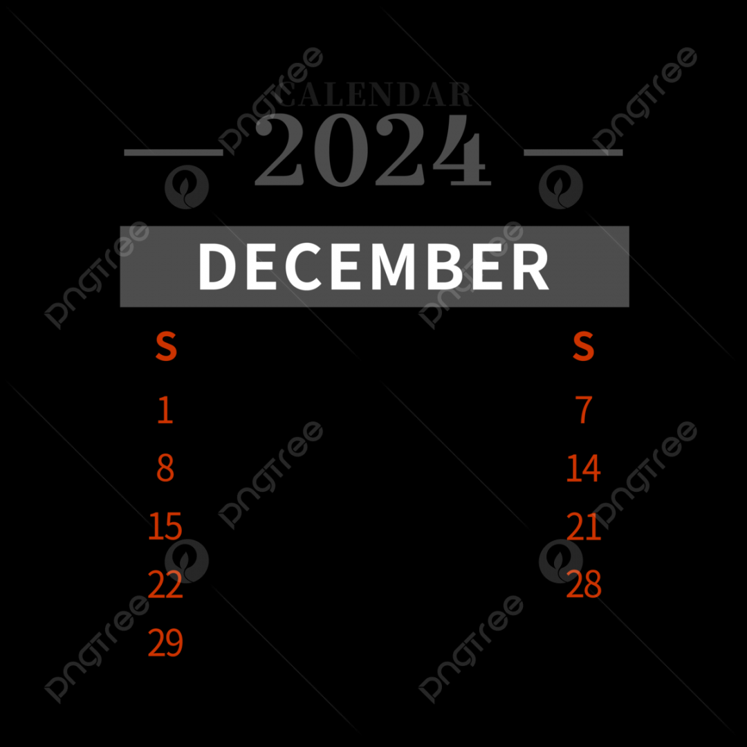 December  Calendar Simple Black, , December, Calendar PNG