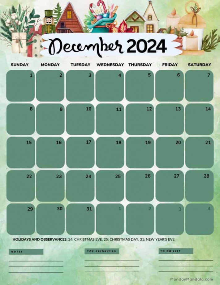 December  Calendars ( Free PDF Printables)