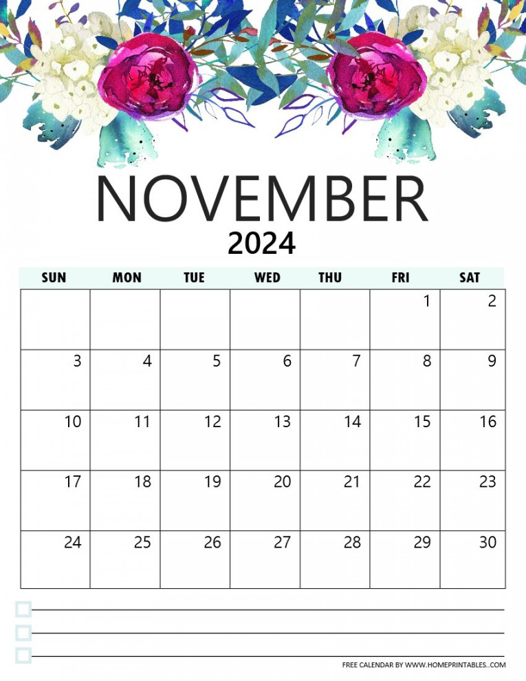 Floral  Calendar Printable PDF - Beautiful Templates!