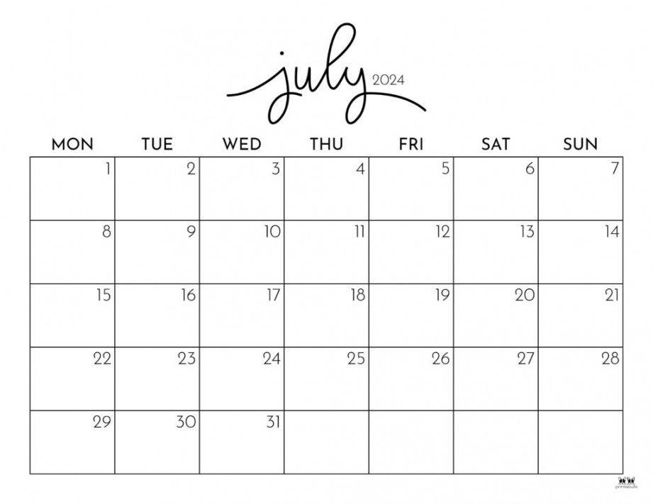 July  Calendars -  FREE Printables  Printabulls