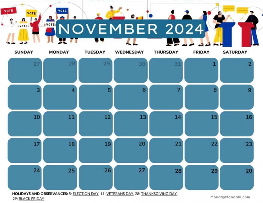 November  Calendars ( Free Printable PDFs)