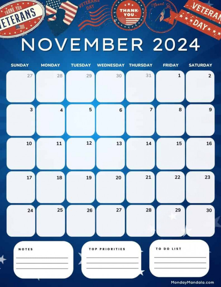 November  Calendars ( Free Printable PDFs)