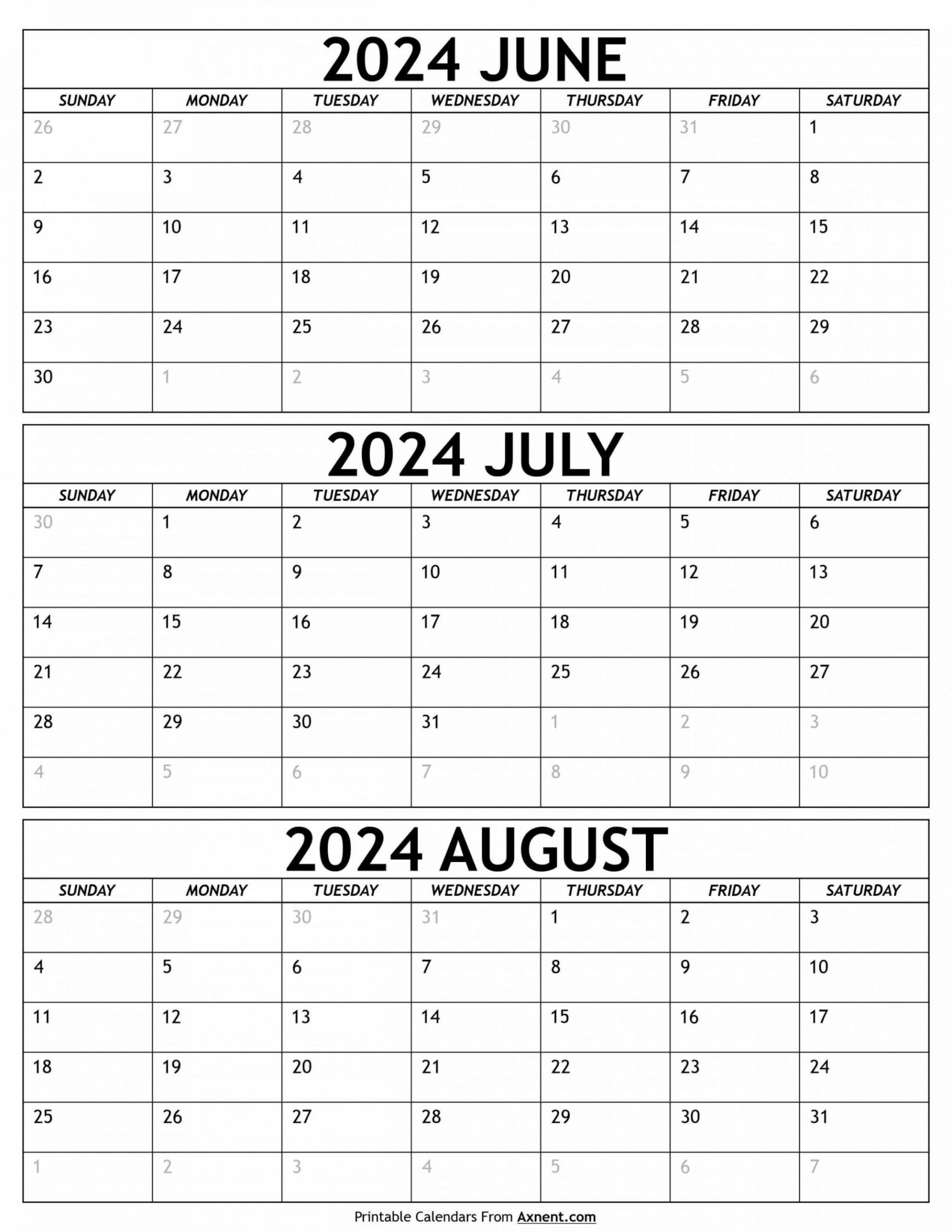 Printable Calendar June July August  in   August calendar