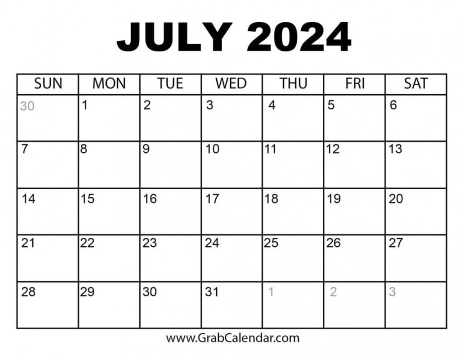 Printable July  Calendar