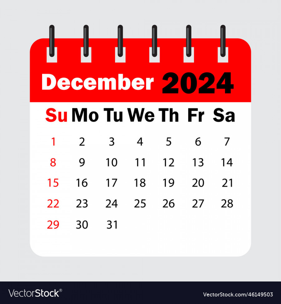 Red calendar leaf spring december  Royalty Free Vector