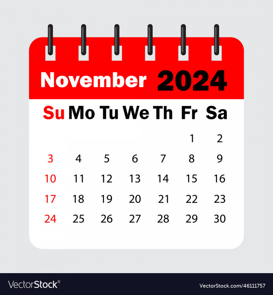 Red calendar leaf spring november  Royalty Free Vector