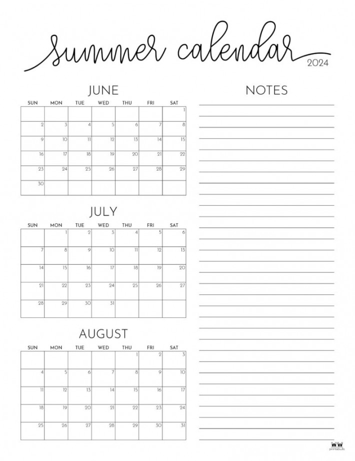 Summer Calendars -  FREE Printables  Printabulls