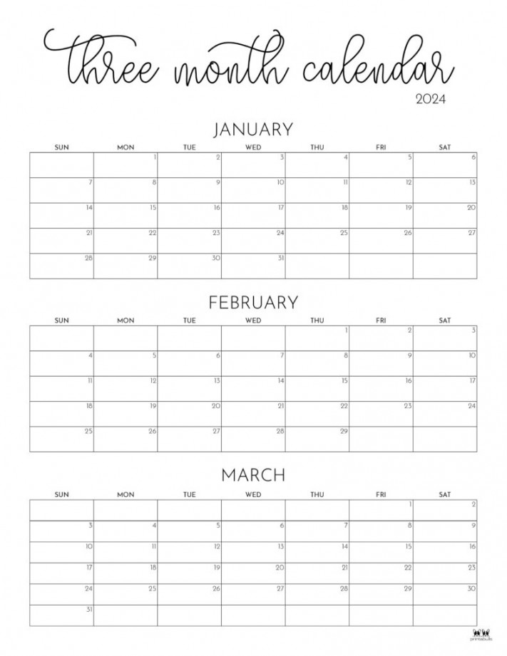 Three Month/Quarterly Calendars -  FREE Calendars  Printabulls