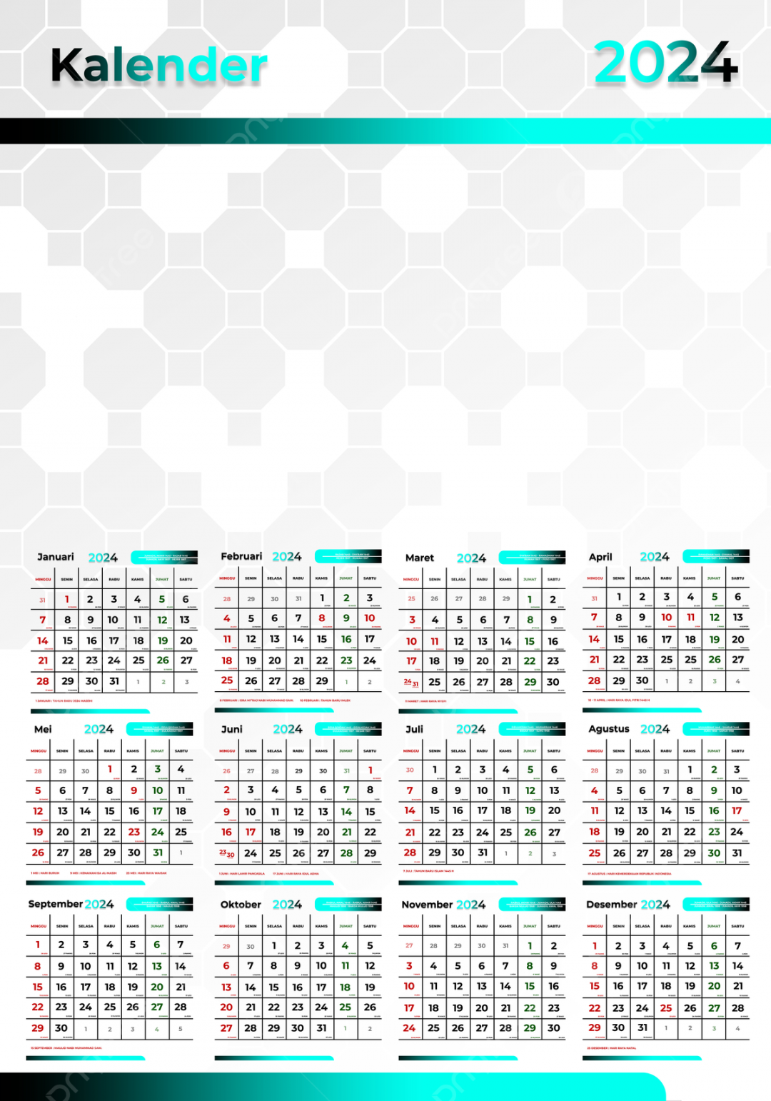 Calendar  January To December Design Template Template